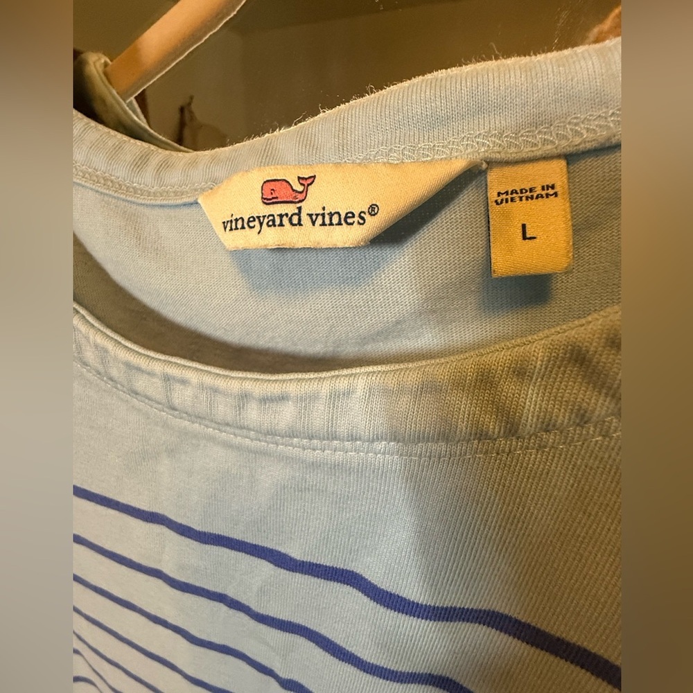 Vineyard Vines Light Blue and Navy Striped Sleeveless Dress - Picture 4 of 6